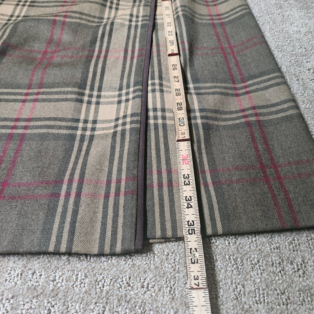 VTG Talbots Midi Skirt 100% Wool Women's SZ 14 Plaid Gray Preppy Academia Work - Picture 11 of 12